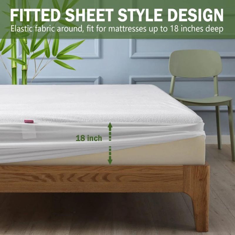 3D Air Bamboo Polyester Fabric Waterproof Ultra Soft Protector Cover Breathable Noiseless Bed Mattress Pad
