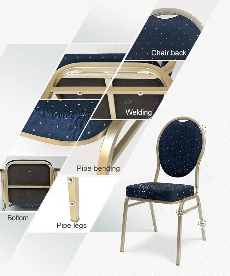 Yc-Zl10-04 High Quality Fabric Cushion Dining Room Gold Aluminum Banquet Chair for Sale