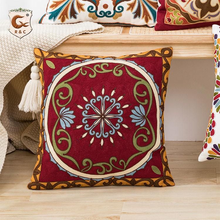 Simple Cushion Cover / Printed Cushion Cover, Modern Ethnic Style Mandala Velvet Car Chair Handmade Square Seat Velvet Fabric