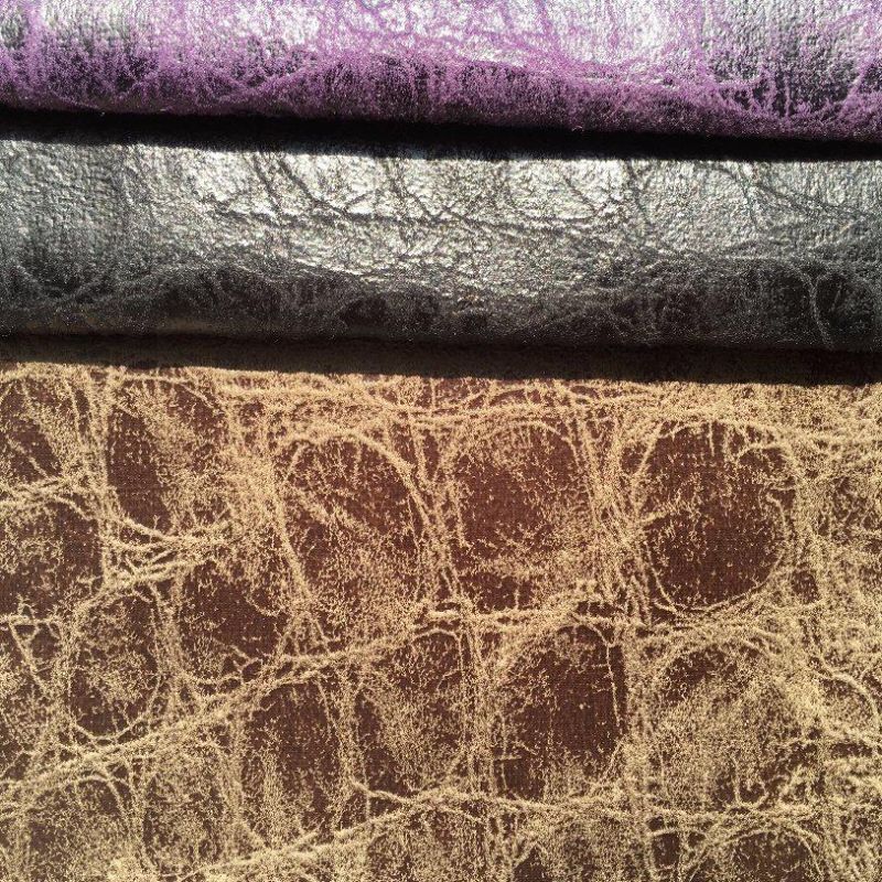 Suede Sofa Fabric with Leather Looking Printed Fabric (LXP006)
