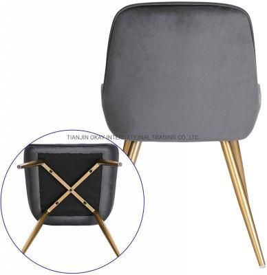 Free Sample Dining Modern Pink Fabric Blue Black Crushed Grey Gold Dine Table Tufted Luxury French Velvet Chair
