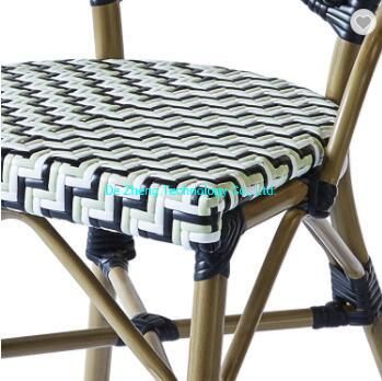 French Design Outdoor Restaurant Bistro Woven PE Rattan Colorful Dining Chair