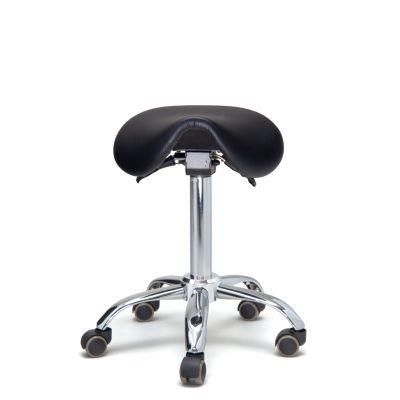 Saddle Rolling Chair Beauty Salon Stool Leather Seat