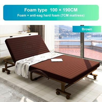 Wholesale Folding Bed Portable Bedroom Furniture Metal Frame on Wheels for Meeting Room