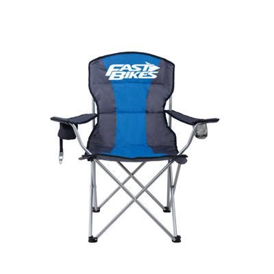 Customized Deluxe Outdoor Portable Folding Camping Premium Stripe Chair with Side Table and Pocket