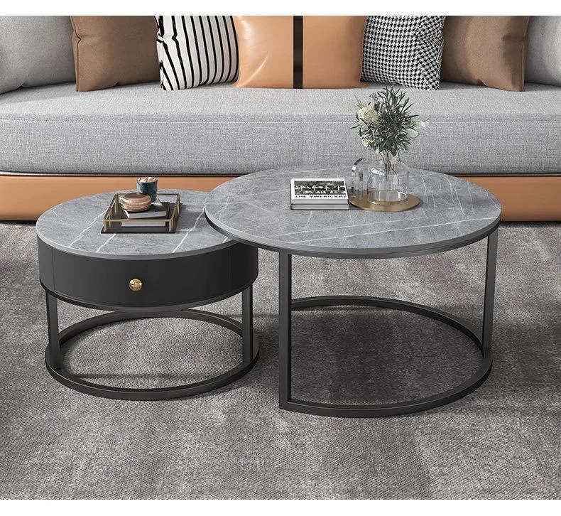 China Home Furniture Factory New Fashion Design Diningroom Livingroom Stainless Steel Marble Coffee Table