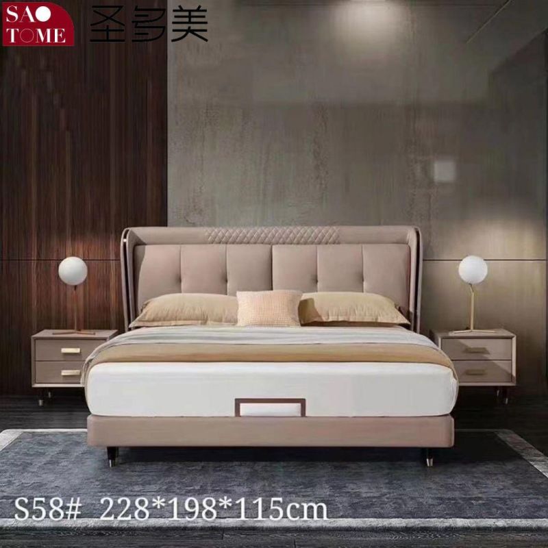 China Factory 2022 New Style West Leather Bedroom Double King Bed