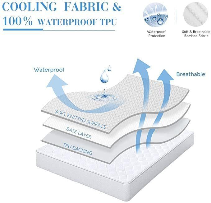 Thin Smooth Fabric Safe Sleep Breathable Quiet Mattress Protector Waterproof Cover