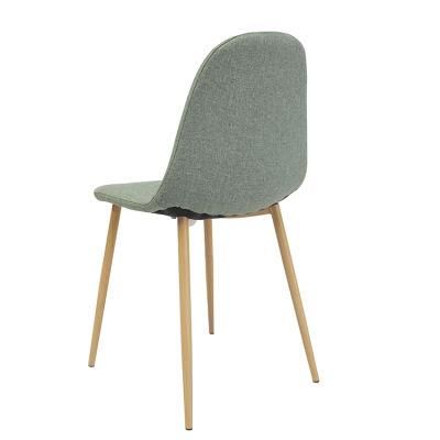 Wholesale Dining Room Furniture Iron Legs Simple Design Green Fabric Dining Chair