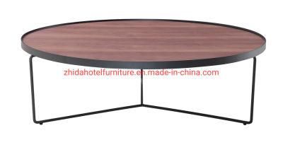 Hotel Bedroom Furniture Living Room Coffee Table with Metal Base