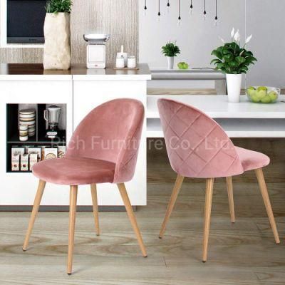 Luxury Nordic Hotel Restaurant Event Cafe Pink Velvet Fabric Dining Room Leisure Chair Home Furniture
