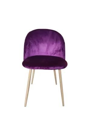 Hot Sale Beige and Gold Leg Fabric Upholstered Velvet Dining Chair