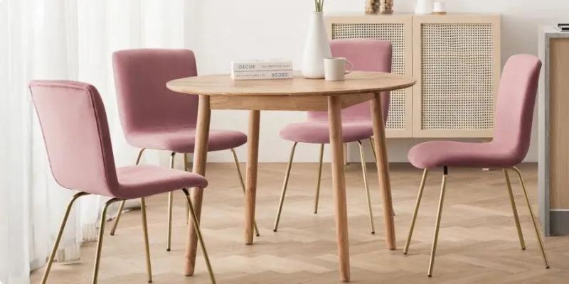 Fashion Golden Leg Design Upholstery Armless Velvet Dining Chair