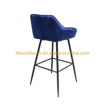 Modern High Quality Commercial Furniture Fabric Bar Stools/Barstool/High Bar Dining Chair Fabric Modern Bar Char, Metal Bar Chair