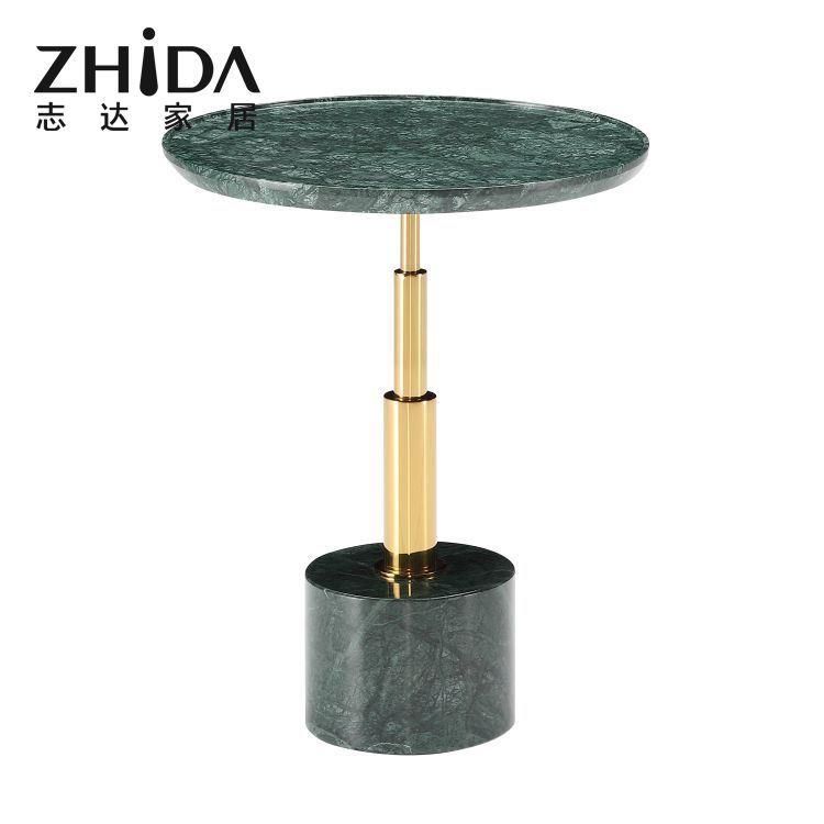 Foshan Factory Wholesale Gold-Plated Round Coffee Table Home Furniture Living Room Stainless Steel Leg Corner Marble Side Table