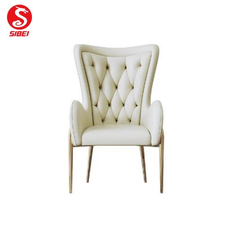 Modern Style Restaurant Furniture Brushed Fabric Metal Legs Dining Chair