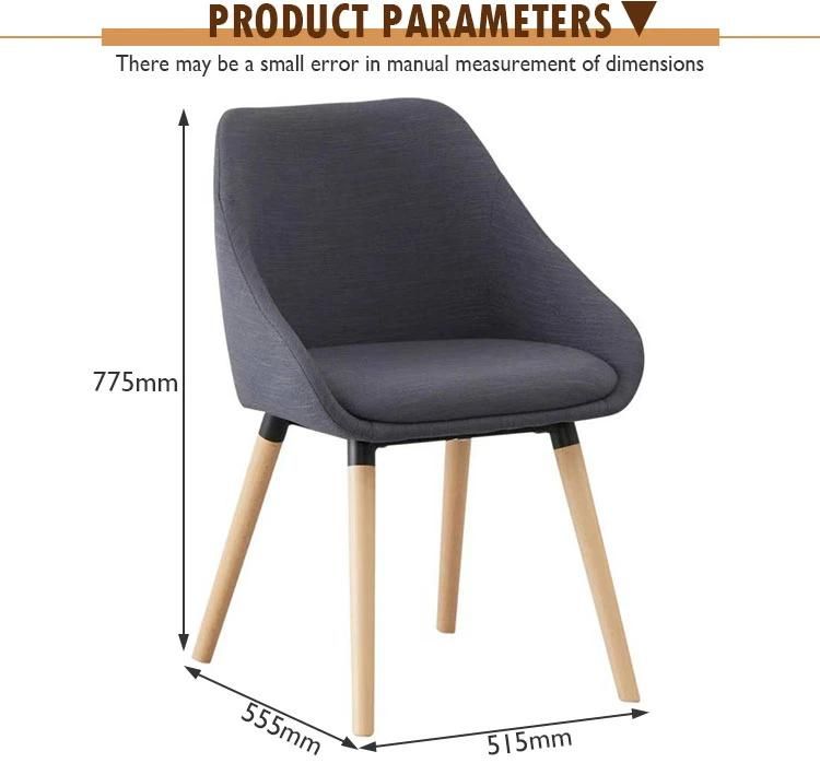 Different Colors Breathable Wood Chair with Fabric Seat Rubberwood Legs Dining Room Chair