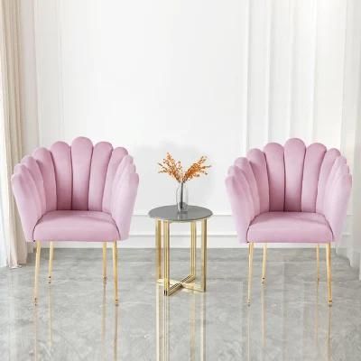 Factory Direct Selling Red Flannel Gold Iron Foot Dining Chair