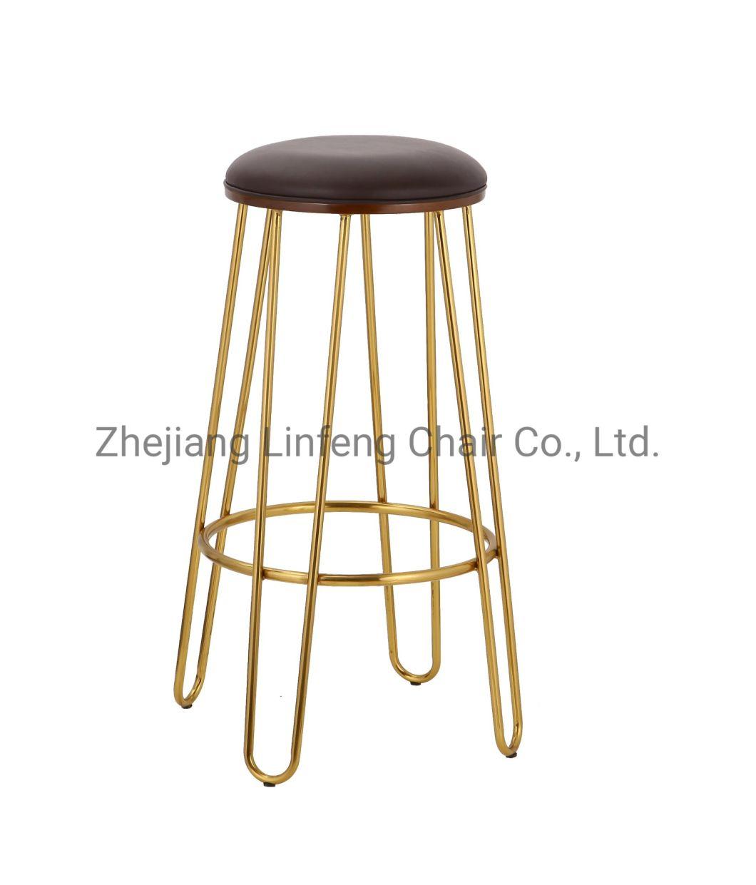 Chair Bar Counter Wholesale French Tall Table Restaurant Furniture Iron Luxury High Modern Gold Metal Stool Chair