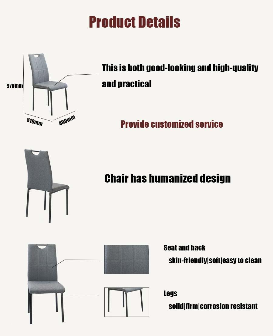 Wholesale Office Home Furniture Fabric Seat Dining Chair with Metal Legs