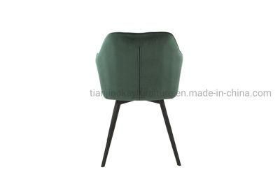Nordic Soft Velvet Fabric Modern Luxury Design Dining Room Furniture Restaurant Dining Chair with Metal Legs