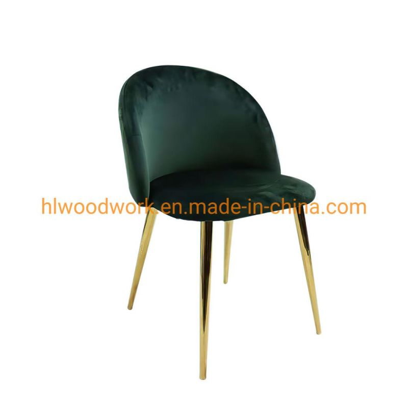 Factory Simple Low Price Home Indoor Velvet Micro Fabric Leisure Armrest Restaurant Hotel Modern Metal Nordic Upholstered Dining Chair Wholesale Market Chair