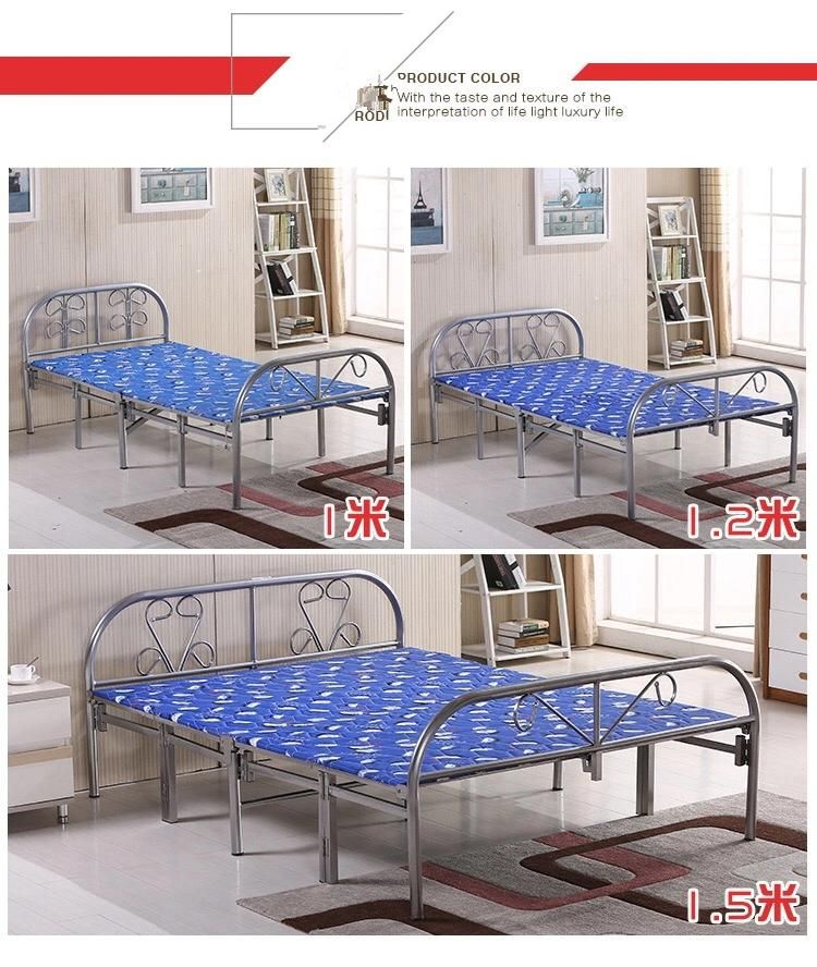 Modern Home Furniture Iron Steel Material King Szie Metal Folding Bed for Bedroom