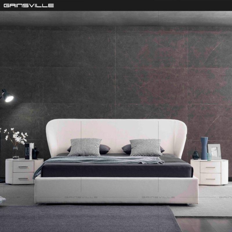 Soft Cushion Headboard Modern King Bed Appartment Bedroom Furniture Simple Upholstered Leather Platform Beds Set