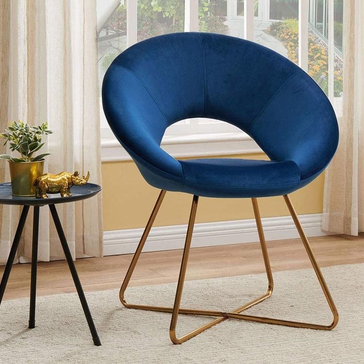 Luxury European Designed Velvet Dining Chair Italian Fashionable Living Room Fabric Leisure Armchair