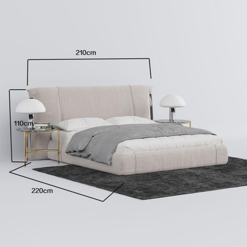 Factory Hot Sale Modern Simple King Size Bedroom Furniture Luxury Home Hotel Fabric Bed with Good Quality