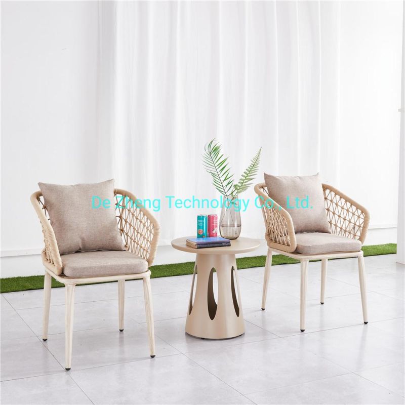 Indoor and Outdoor Modern Furniture Design Leisure Rope Arm Aluminum Cafe Furniture House Aluminum Rope Restaurant Furniture