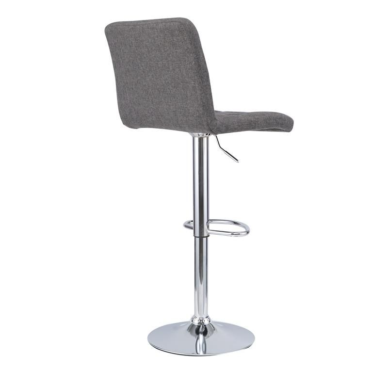Modern Double Needle Sewing Adjustable Chrome Footrest and Base Fabric Seat High Bar Stools for Bar Counter Kitchen and Home
