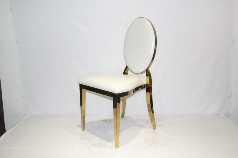 Modern Style Gold Stainless Steel Wedding Furniture Leather Dining Chair