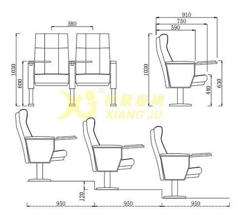 Galaxy High Back Commercial Furniture Conference Hall Seating Auditorium Chair