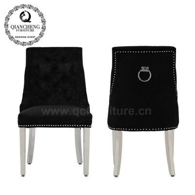 Foshan Furniture Gray Fabric Metal Legs Dining Chair for Home