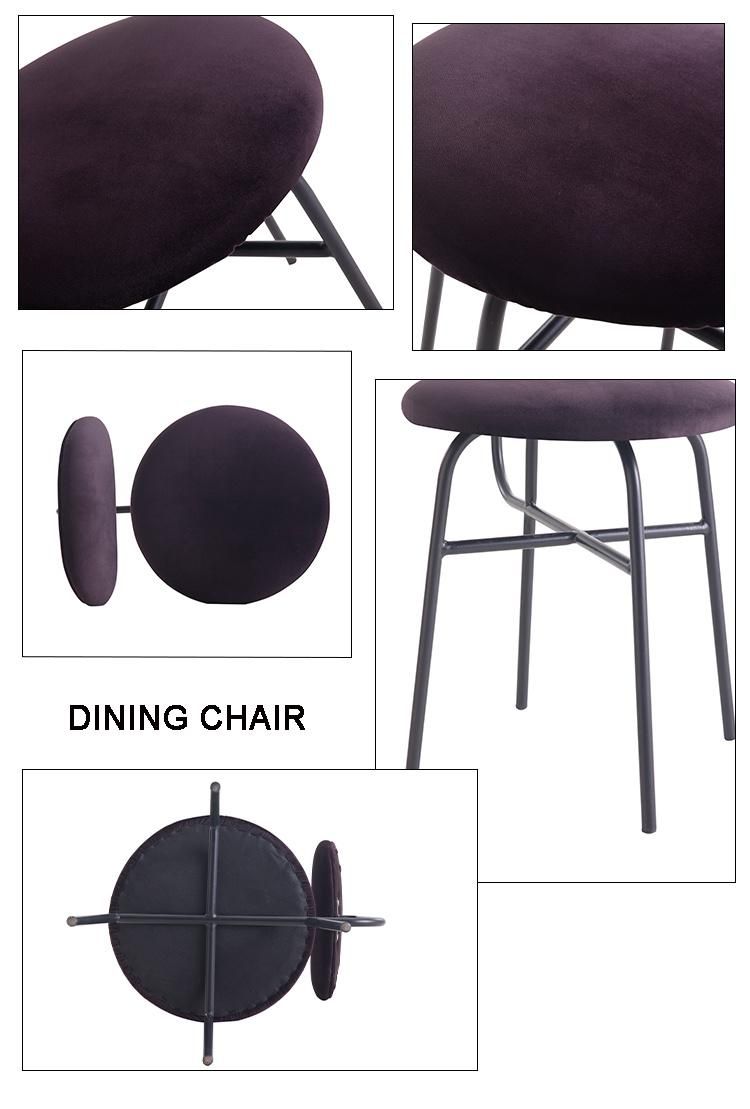 Wholesale Free Sample Living Room Leisure Metal Legs Velvet Fabric Cushion Seat Chair for Living Room