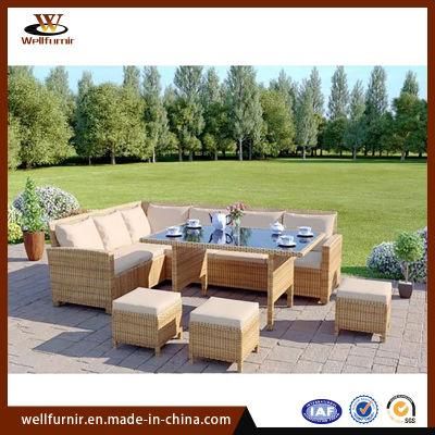 Modern 10 People Leisure Rattan Dining Table and Chair Cube Set (WFD-08B)