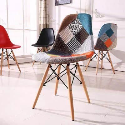 Upholstered Stitched Fabric Wood Leg Restaurant Furniture Dining Chair