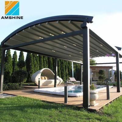 Waterproof Pergola Motorized Sunshade Awnings Retractable Roof Folding Awning with PVC Fabric
