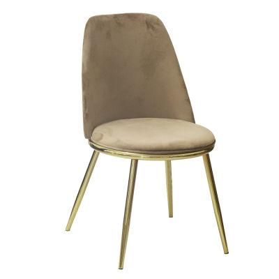 Home Living Dining Room Restaurant Nordic Leisure Chair with Iron Legs Golden