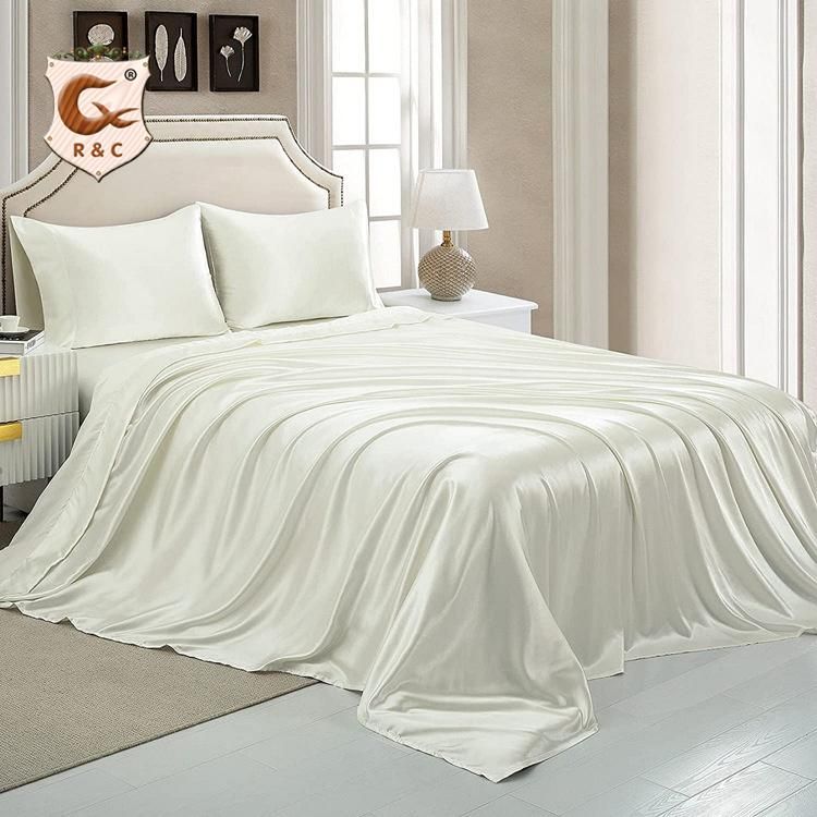 Wholesale Customized Bed Set Silky Smooth Satin Luxury Sheet Set 4piece Bedding Set