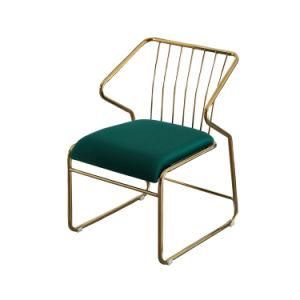Simple Design Velvet Seat Back with Golden Legs Dining Chair