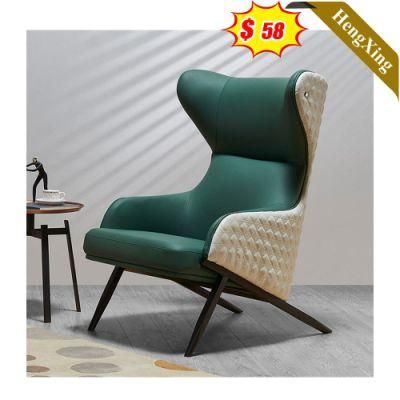 Modern Hotel Loby Full Leather Armchair Metal Frame Single Seat Sofa Chair Set