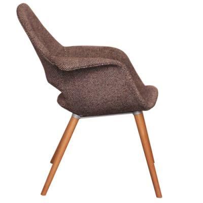 Popular Modern Fabric Dining Chair with Wooden Legs Living Room Chair Outdoor Chair
