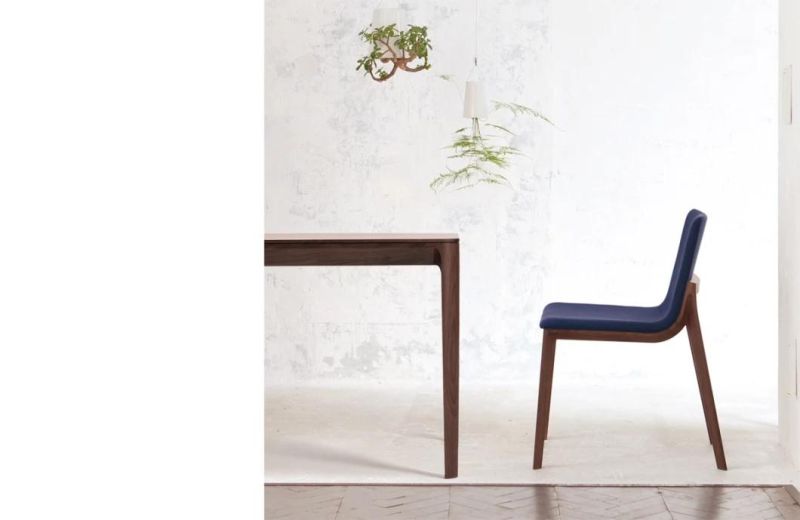 Manufacturer Japanese Style Fabric Wooden Dining Chair Without Armrest for Start Hotel