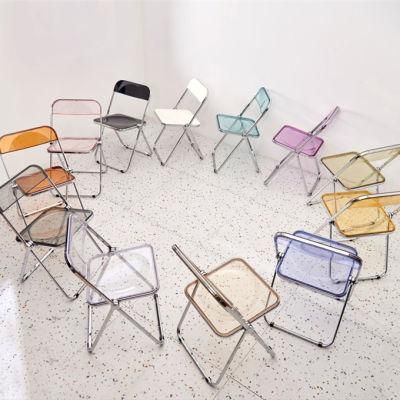 Stackable Accent Plastic Material Dining Chairs for Coffee Shop with Metal Legs