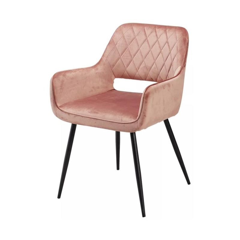 Wholesale Designer Nordic Home Indoor Comfortable Pink Velvet Fabric Dining Chair