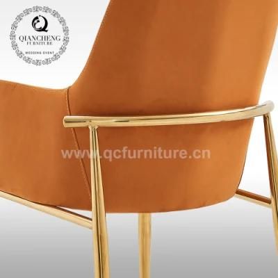 Modern Fabric Velvet Golden Metal Legs Dining Chairs