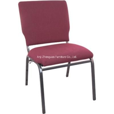 Professional Manufacturer of 18 Inch Wide Maroon Fabric Economy Metal Worship Chair (ZG13-006)