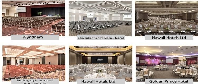 Hotel Event Stackable Gold Rental Dining Metal Banquet Chairs Modern Furniture